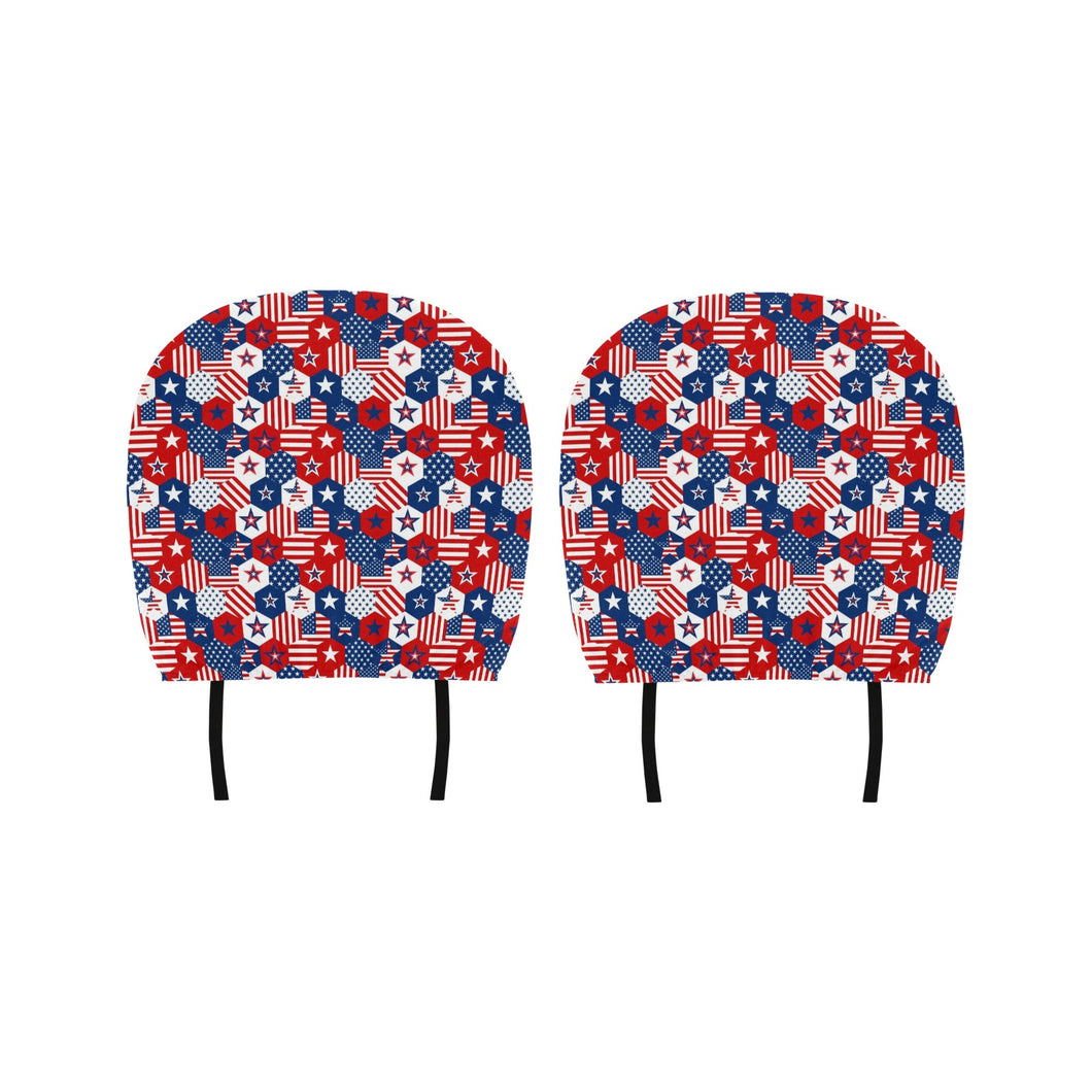 USA Star Hexagon Pattern Car Headrest Cover