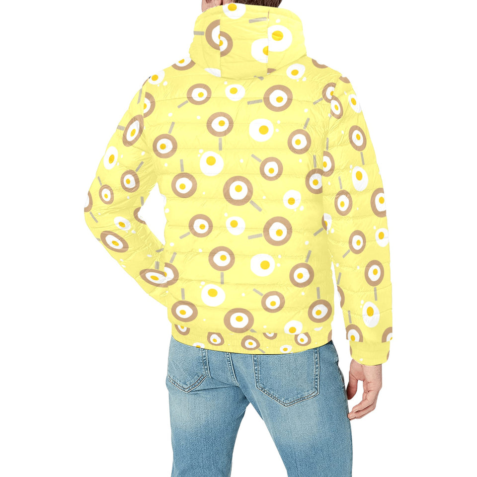 Fried Eggs Pattern Print Design 03 Men's Padded Hooded Jacket(ModelH42)