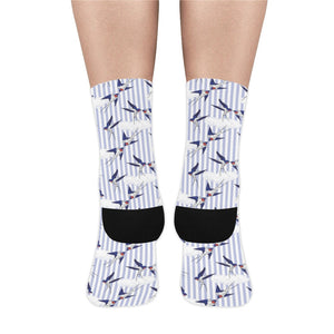 Swallow Pattern Print Design 03 Crew Socks