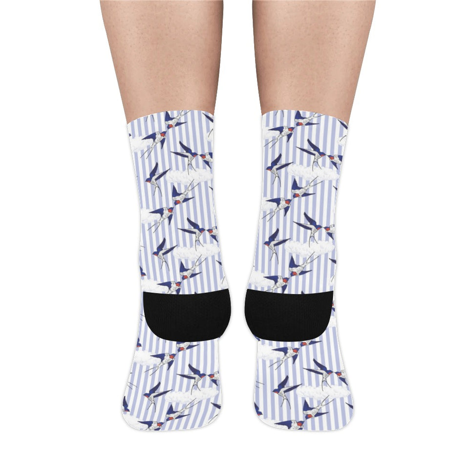 Swallow Pattern Print Design 03 Crew Socks
