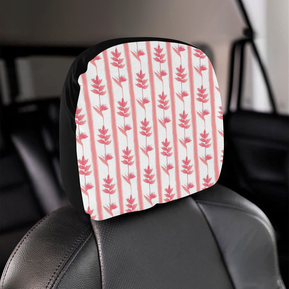 Heliconia Pink White Pattern Car Headrest Cover