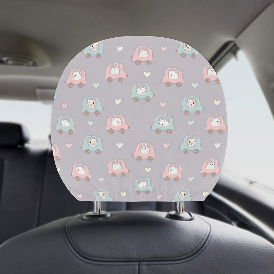 Hamster in Car Heart Pattern Car Headrest Cover