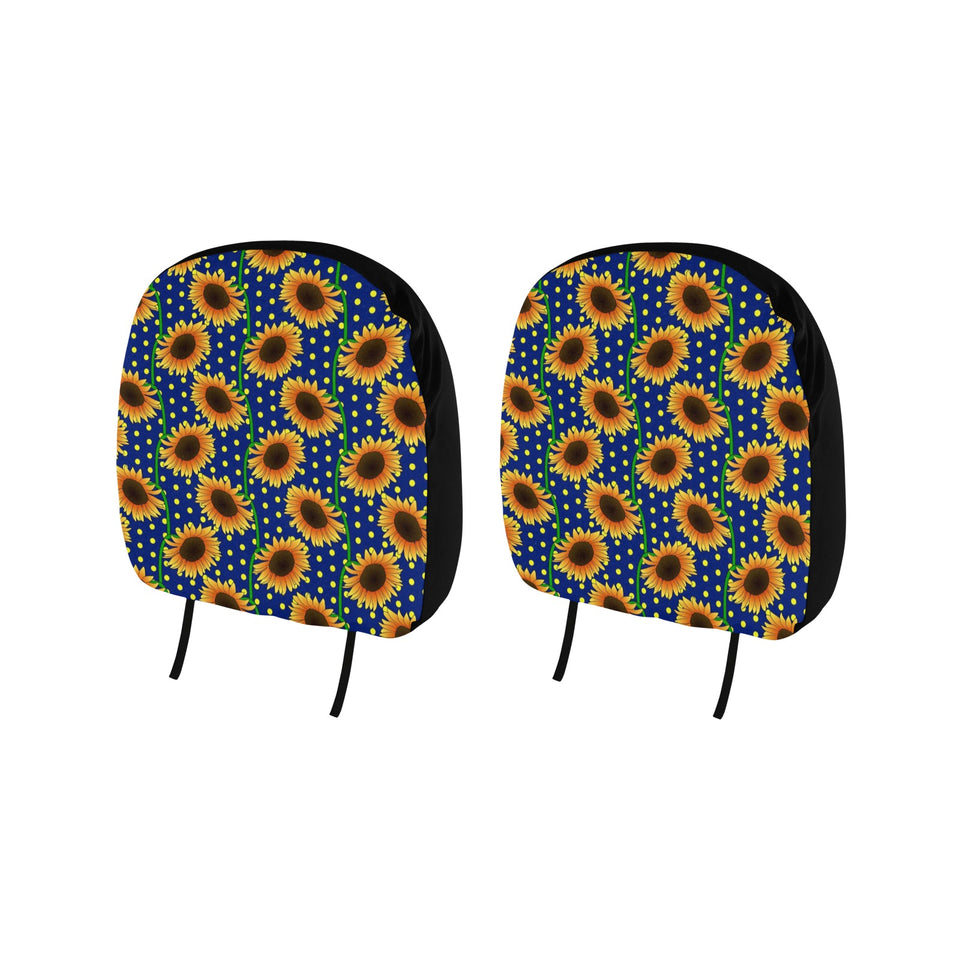 Sunflower Pokka Dot Pattern Car Headrest Cover