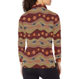 Kangaroo Aboriginal Pattern Women's Long Sleeve Polo Shirt