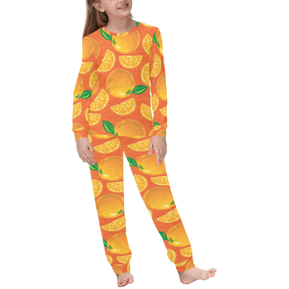 Orange Pattern background Kids' Boys' Girls' All Over Print Pajama Set