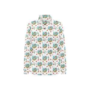 Goldfish Pattern Print Design 01 Women's Long Sleeve Polo Shirt