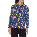 Giraffe Pattern Print Design 04 Women's Long Sleeve Polo Shirt