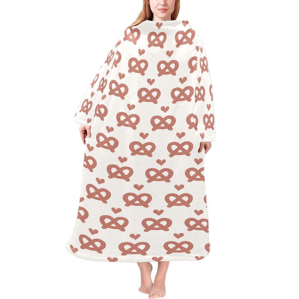 Pretzels Pattern Print Design 01 Blanket Robe with Sleeves