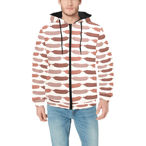 Sausage Pattern Print Design 02 Men's Padded Hooded Jacket(ModelH42)