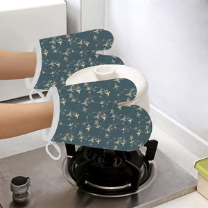 Airplane Circle Pattern Heat Resistant Oven Mitts