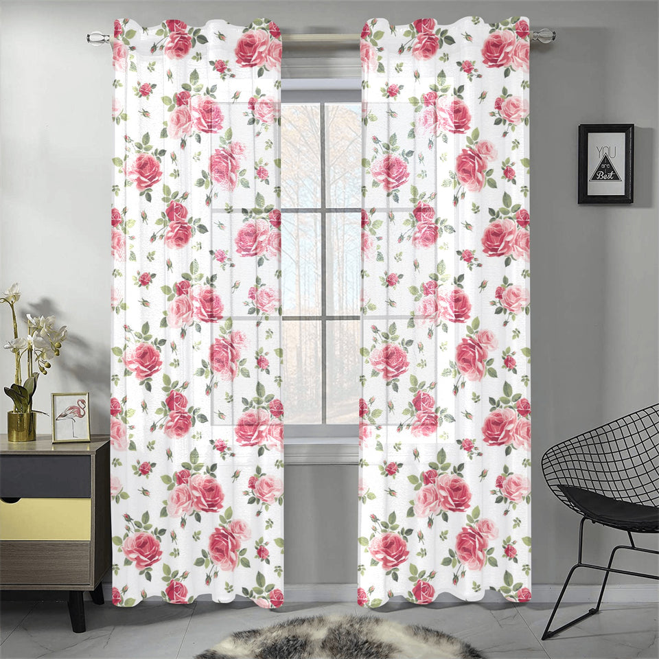 Rose Pattern Print Design 02 Gauze Curtain