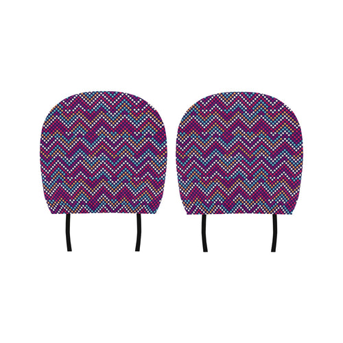 Zigzag Chevron Pokka Dot Aboriginal Pattern Car Headrest Cover