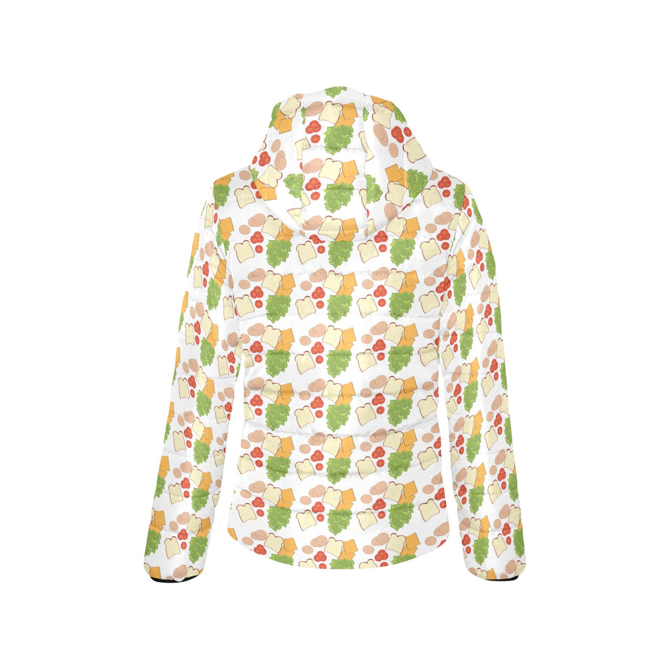 Sandwich Pattern Print Design 02 Women's Padded Hooded Jacket