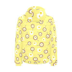 Fried Eggs Pattern Print Design 03 Men's Padded Hooded Jacket(ModelH42)