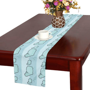 Hippopotamus Pattern Print Design 02 Table Runner