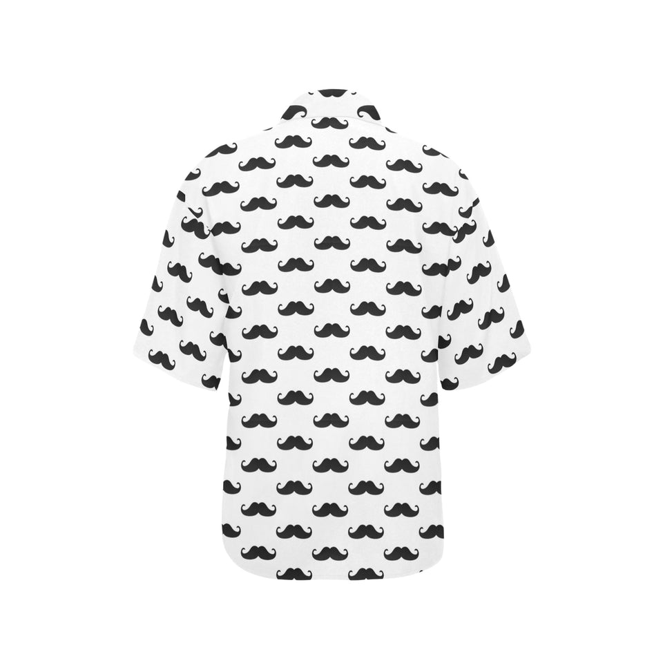 Mustache Beard Pattern Print Design 05 Women's All Over Print Hawaiian Shirt