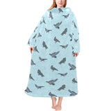 Pigeon Pattern Print Design 02 Blanket Robe with Sleeves