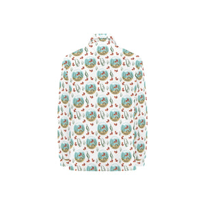 Goldfish Pattern Print Design 01 Women's Long Sleeve Polo Shirt