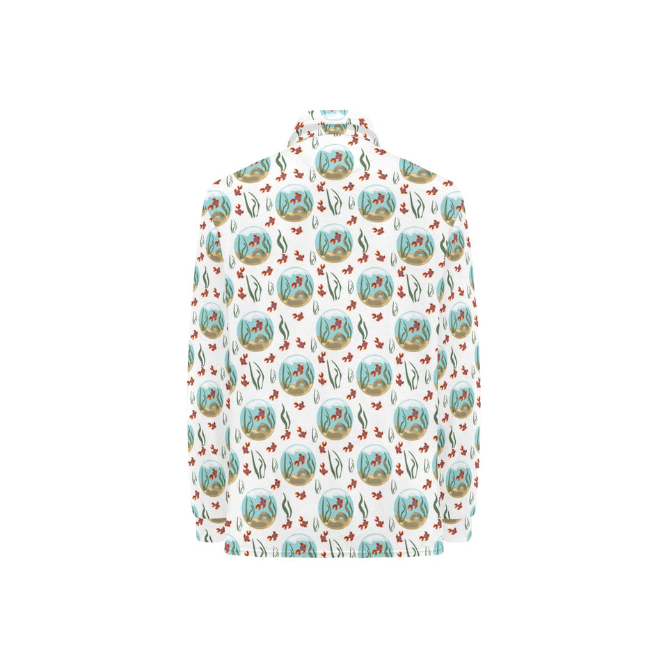 Goldfish Pattern Print Design 01 Women's Long Sleeve Polo Shirt