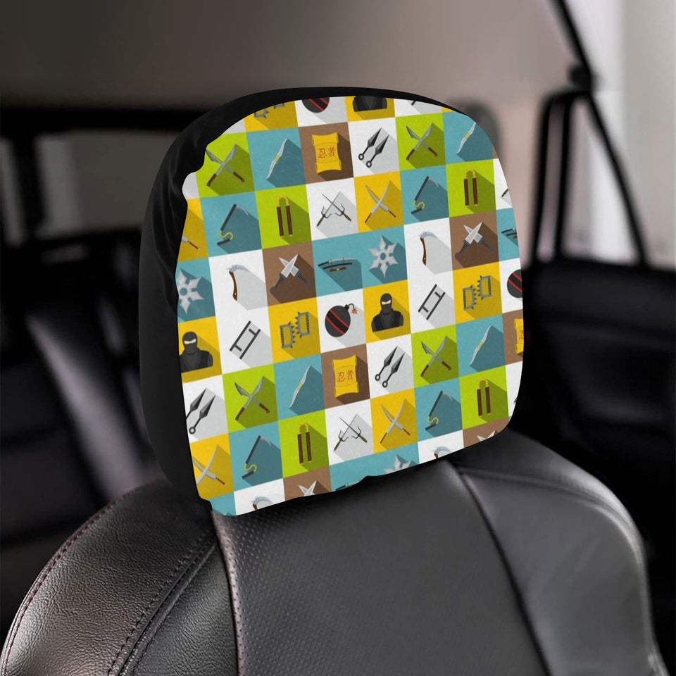 Ninja Weapon Set Pattern Car Headrest Cover