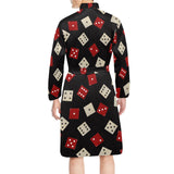 Dice Pattern Print Design 04 Men's Long Sleeve Belted Night Robe