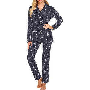 Swallow Pattern Print Design 02 Women's Long Pajama Set