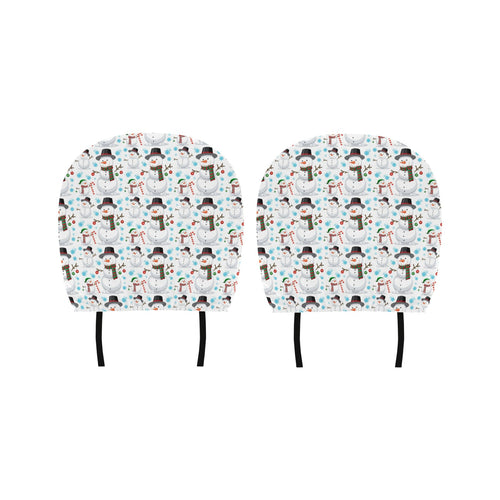 Snowman Pattern Background Car Headrest Cover