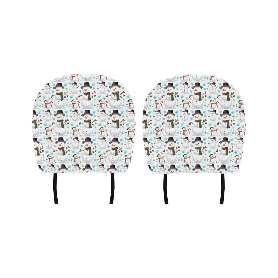 Snowman Pattern Background Car Headrest Cover