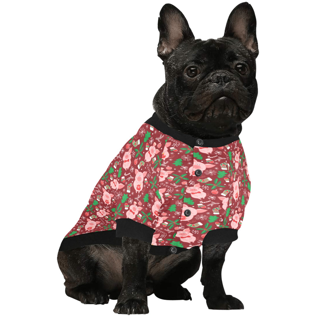 Pig Pattern Print Design 01 All Over Print Pet Dog Round Neck Fuzzy Shirt