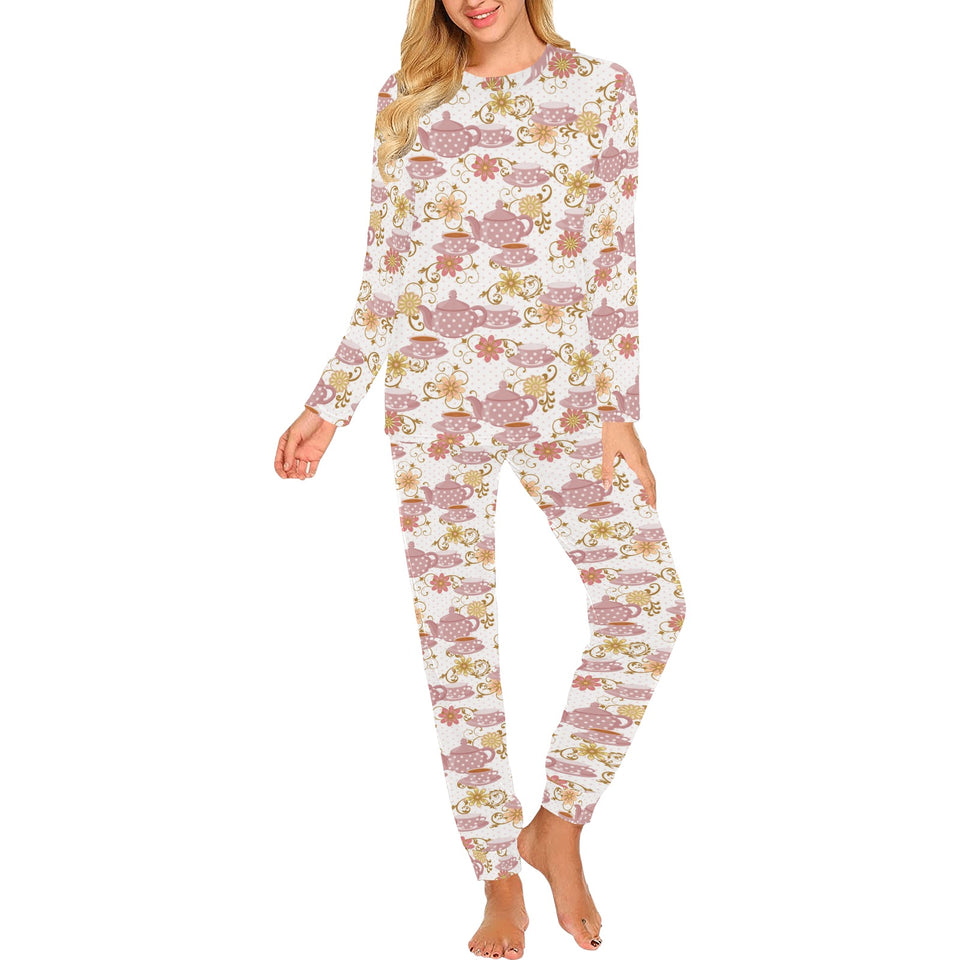 Tea pots Pattern Print Design 01 Women's All Over Print Pajama Set