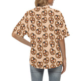 Pretzels Pattern Print Design 02 Women's All Over Print Hawaiian Shirt