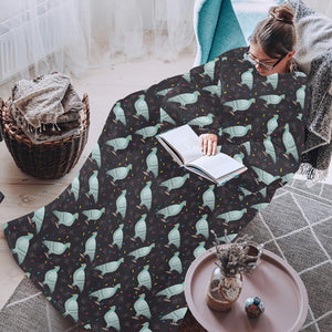 Pigeon Pattern Print Design 01 Blanket Robe with Sleeves