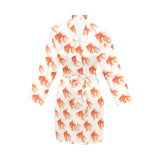 Goldfish Pattern Print Design 05 Women's Long Sleeve Belted Night Robe