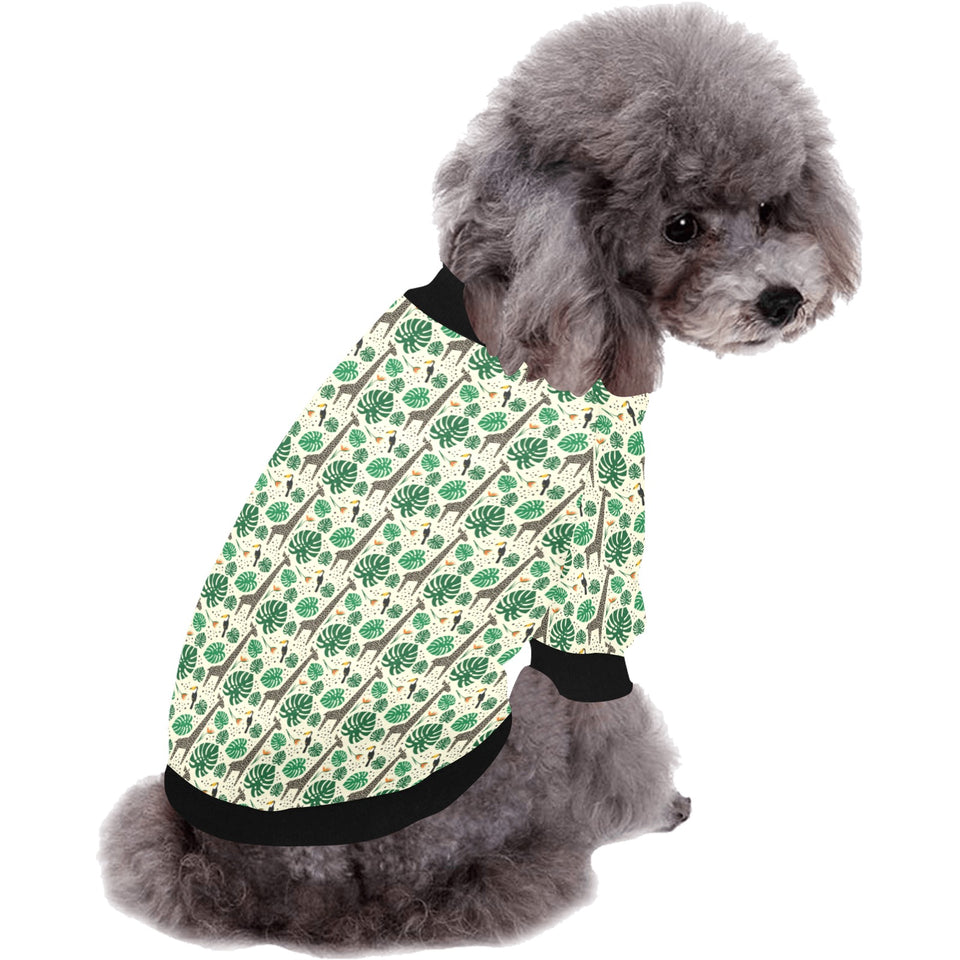 Giraffe Pattern Print Design 02 All Over Print Pet Dog Round Neck Fuzzy Shirt