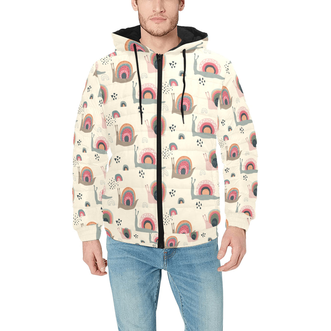 Snail Pattern Print Design 04 Men's Padded Hooded Jacket(ModelH42)