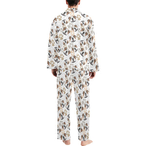 English Bulldog Pattern Print Design 01 Men's Long Pajama Set