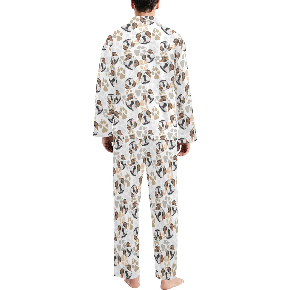 English Bulldog Pattern Print Design 01 Men's Long Pajama Set