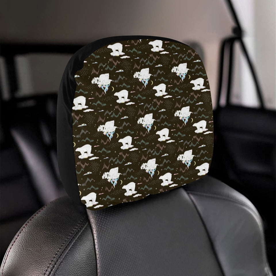 Polar Bear Pattern Background Car Headrest Cover