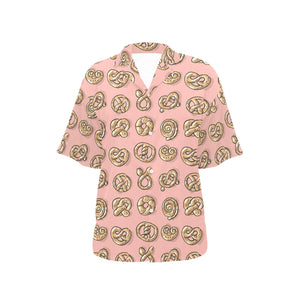 Pretzels Pattern Print Design 04 Women's All Over Print Hawaiian Shirt