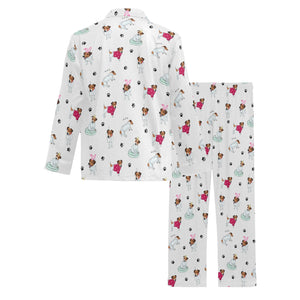 Jack Russel Pattern Print Design 03 Men's Long Pajama Set