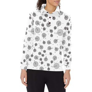 Darts Pattern Print Design 02 Women's Long Sleeve Polo Shirt