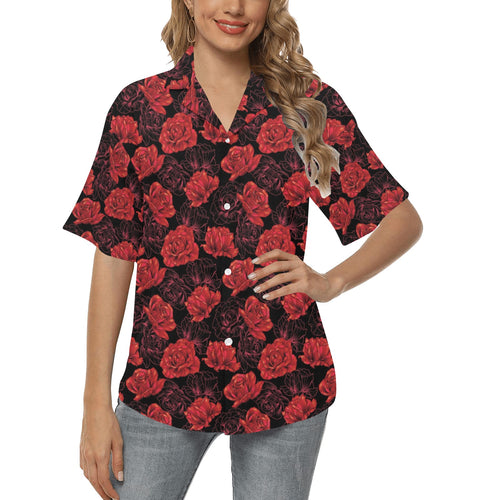 Rose Pattern Print Design 01 Women's All Over Print Hawaiian Shirt