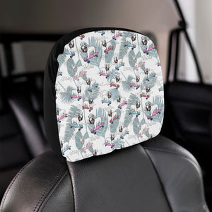 French Bulldog Skating Pattern Car Headrest Cover