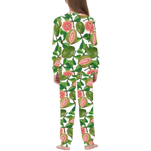 Guava Leaves Pattern Kids' Boys' Girls' All Over Print Pajama Set