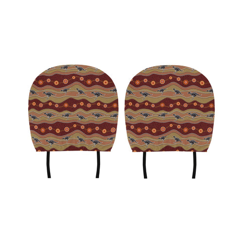 Kangaroo Aboriginal Pattern Car Headrest Cover