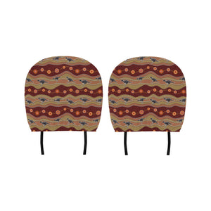 Kangaroo Aboriginal Pattern Car Headrest Cover