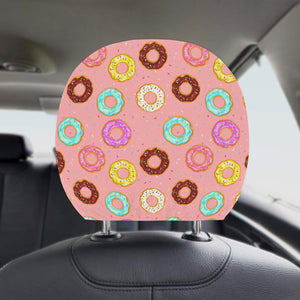 Donut Pattern Pink Background Car Headrest Cover