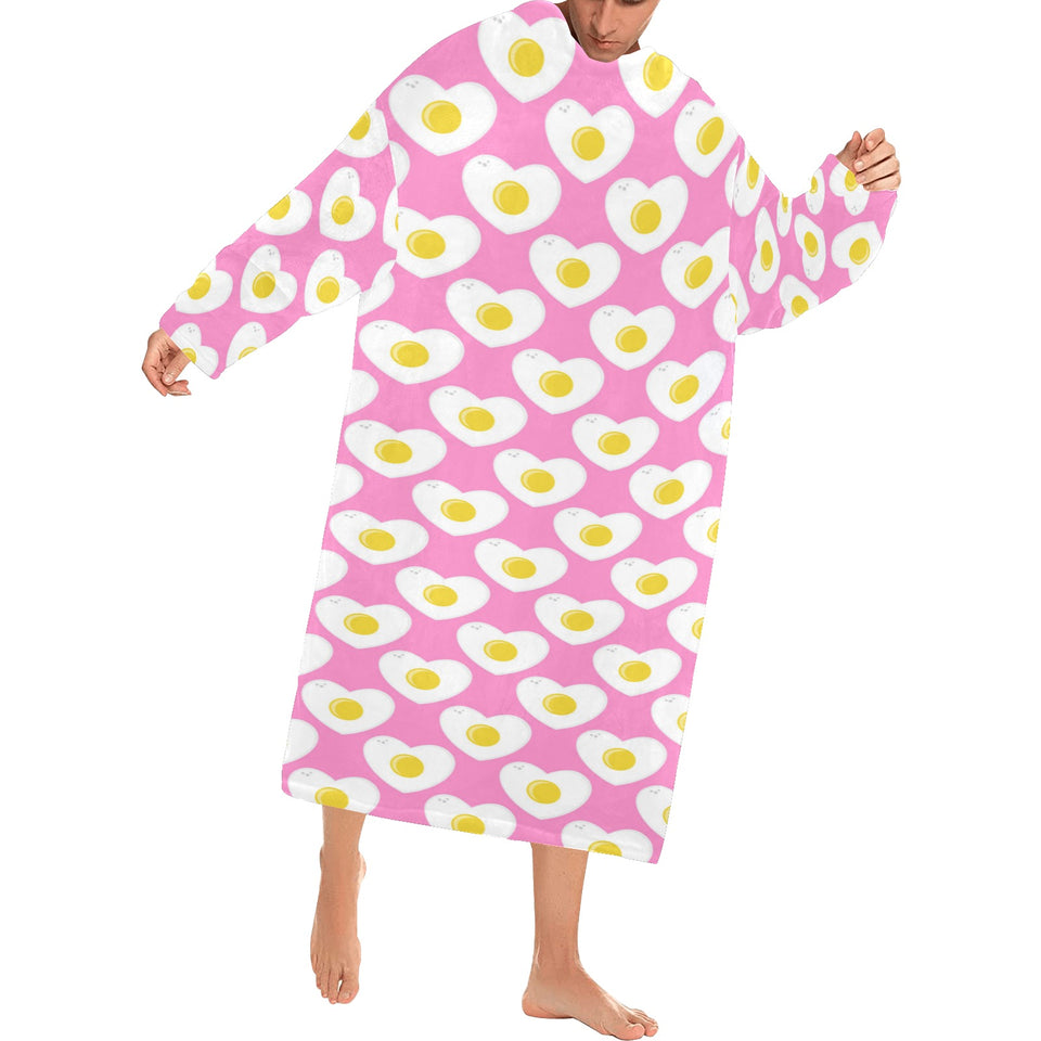 Fried Eggs Pattern Print Design 02 Blanket Robe with Sleeves