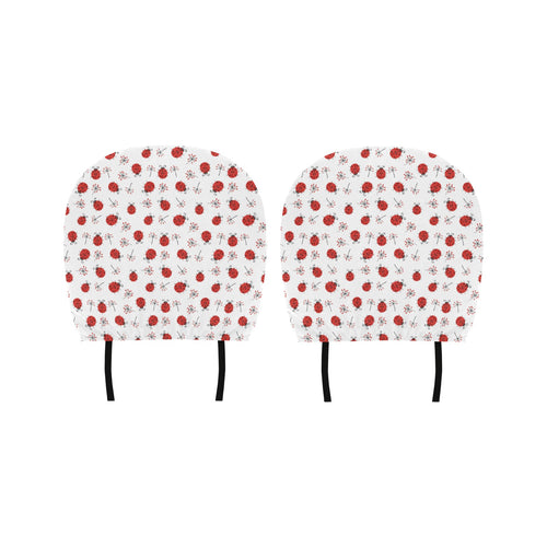 Ladybug Pattern Print Design 04 Car Headrest Cover