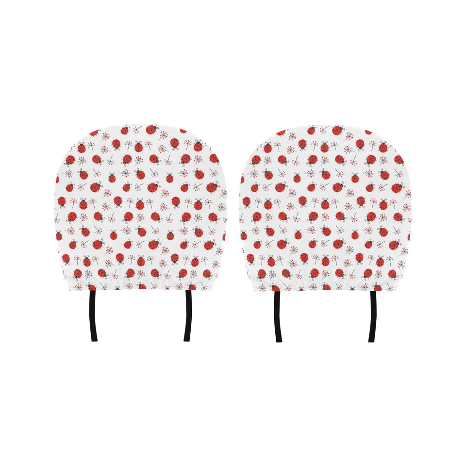 Ladybug Pattern Print Design 04 Car Headrest Cover